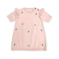 Floral Embroidered Short Sleeve Ruffle Dress (Organic Cotton)