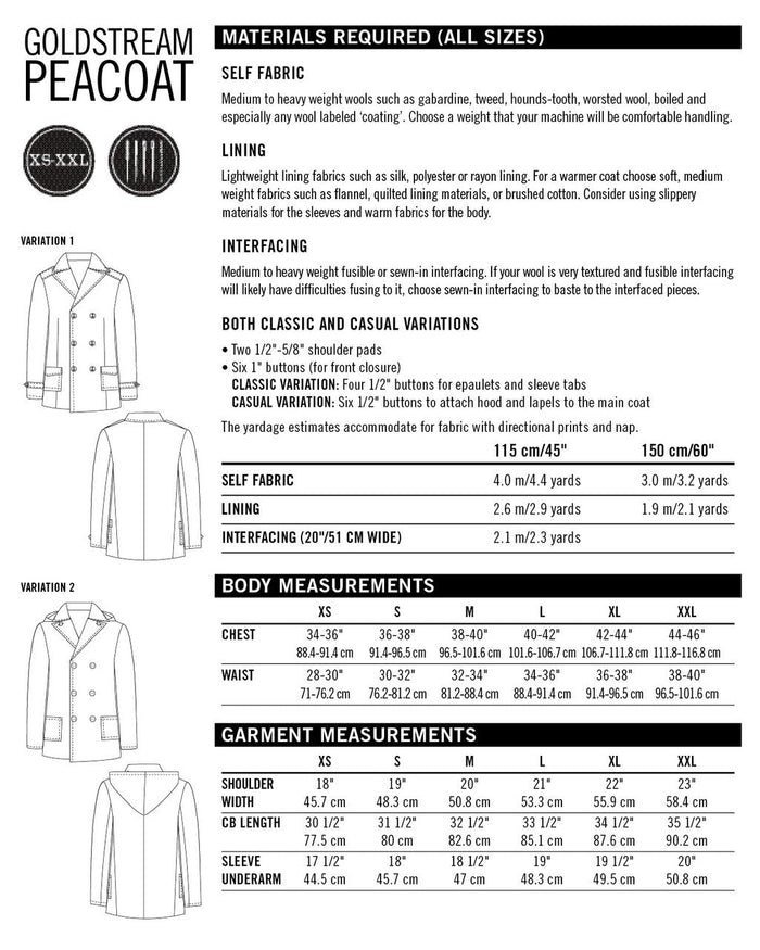 Goldstream Peacoat Pattern - Thread Theory - Simplifi Fabric