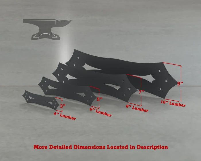Gothic Style Straight Brackets - Various Sizes - Madison Iron and Wood