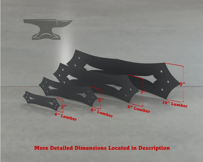 Gothic Style Straight Brackets - Various Sizes - Madison Iron and Wood
