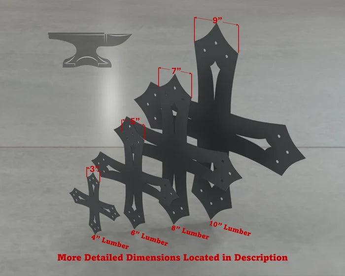 Gothic Style X Brackets - Various Sizes - Madison Iron and Wood