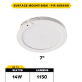 Surface Downlights Halco - DSK-7-CS-120V-PIR - Surface Disk 7in 14W 1150L 5-CCT 120V Triac Non-Dim PIR Halco