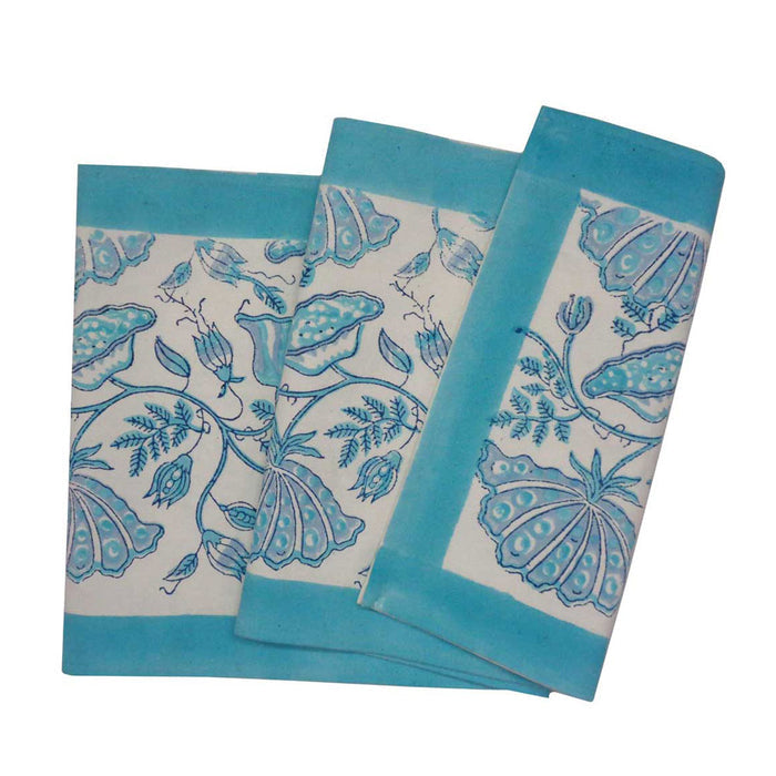Hand Block Printed Table Runner -Waterlily Aqua