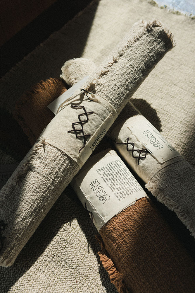 Handloom Placemat Natural and Kaki, Set of 4 - Rugs by Roo