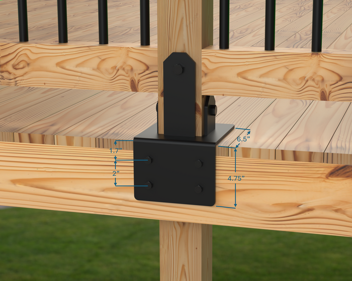 Heavy Duty Face Mount Post Base Bracket - Madison Iron and Wood