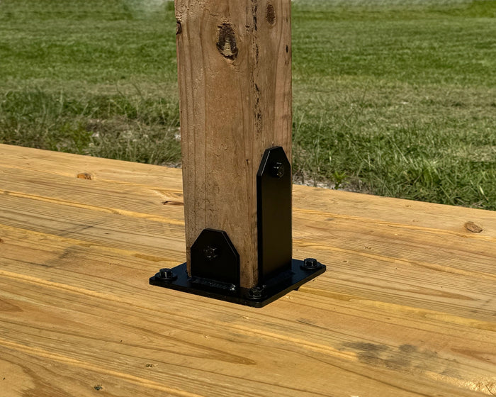 Heavy Duty Post Base Foot Bracket - Madison Iron and Wood