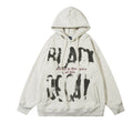 Oversized heavyweight graffiti graphic hoodie in heather grey with large brushstroke lettering on the front and WHATEVER prin