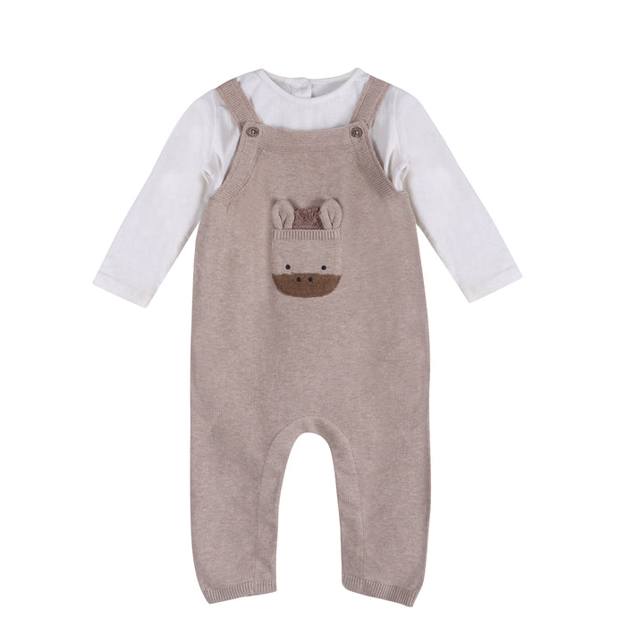 Horse Pocket Baby Knit Overall Set (Organic Cotton)