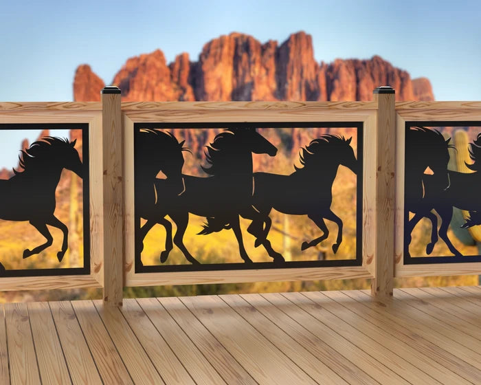 47"x30" - Horses Running Fence/Gate Panel Insert - Madison Iron and Wood