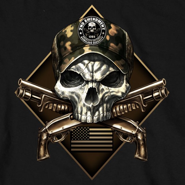 slash2gash S2G Hot Leathers Camo Skull 2nd Amendment Long Sleeve Shirt w/ crossed guns