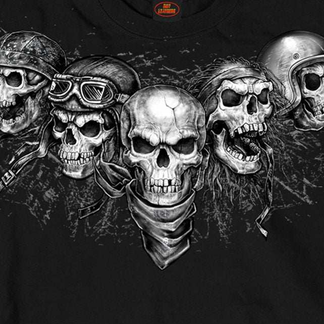 slash2gash S2G Hot Leathers Five Skulls Long Sleeve Men's Biker Shirt Double Sided TShirt Custom