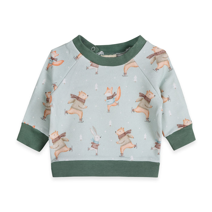 Ice Skaters Bear Baby Sweatshirt & Pants Set (Organic Cotton Fleece)