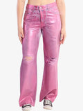 Jean Volcom Low Foild Wide 90s Mujer Rosa