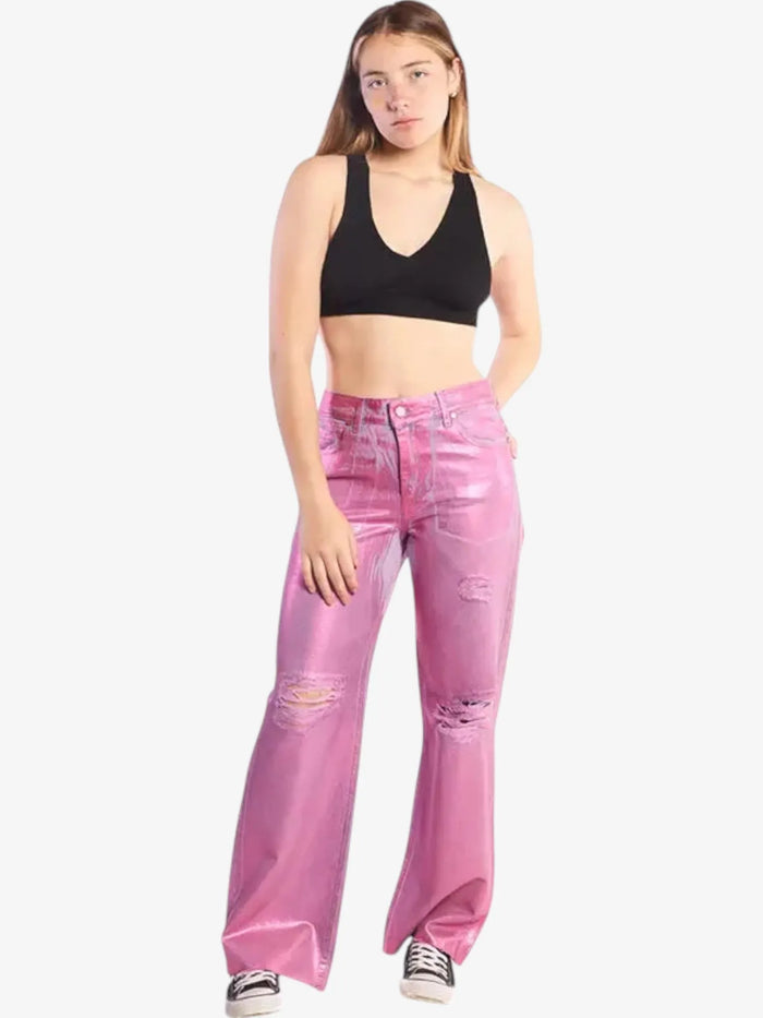 Jean Volcom Low Foild Wide 90s Mujer Rosa