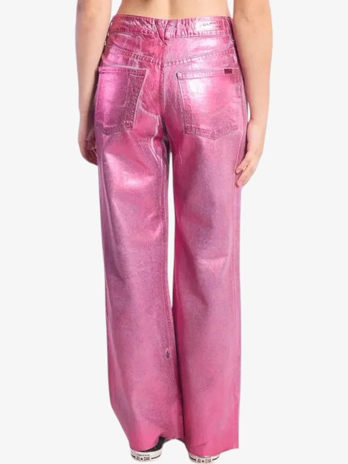 Jean Volcom Low Foild Wide 90s Mujer Rosa