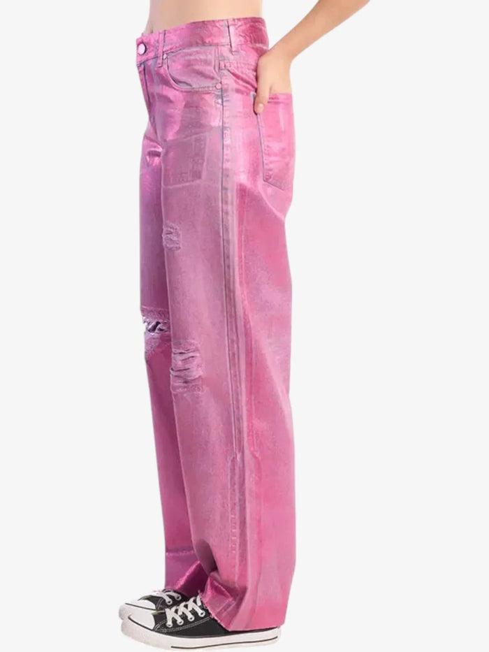 Jean Volcom Low Foild Wide 90s Mujer Rosa