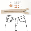 Jeans Hardware Kit - REFILL KIT - Beige Zipper / Copper Hardware - Kylie And The Machine - Simplifi Fabric