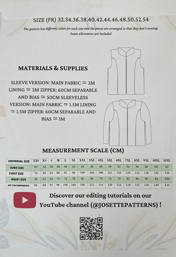 Jen - Womens Jacket / Vest - Josette Patterns