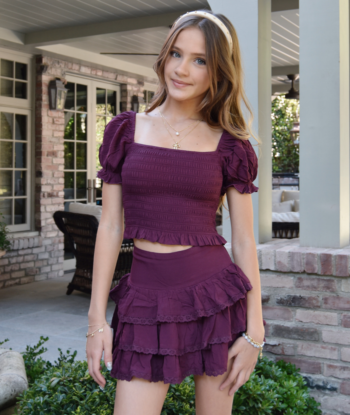 Katie J NYC Girls Marlee Top Eggplant Distressed/seasonal girls Katie J NYC Eggplant Y/S (7/8)