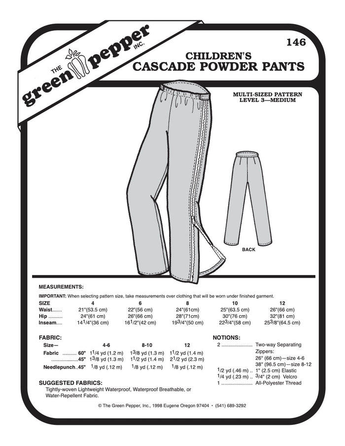 Kid’s Cascade Powder Pants Pattern - 146 - The Green Pepper Patterns - Simplifi Fabric