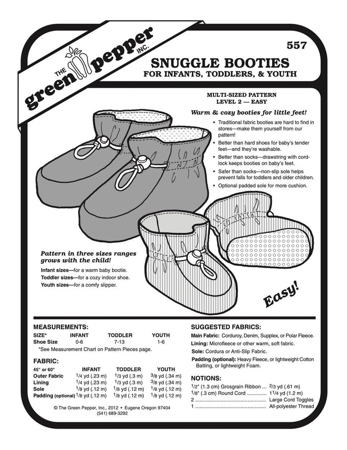 Kid’s Snuggle Booties Pattern - 557 - The Green Pepper Patterns - Simplifi Fabric