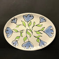 Large Oval Platter with Whimsical Pale Blue Flowers
