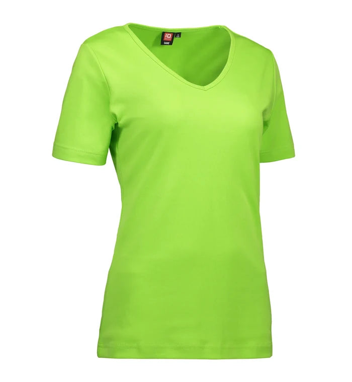 Limefärgad damt-shirt med V-ringning