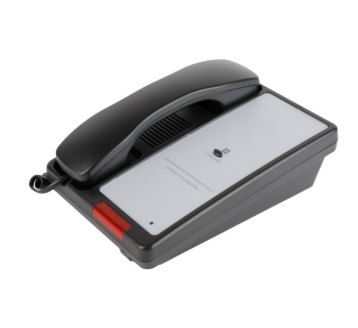 Lobby telephone in black with speakerphone and customisable faceplate