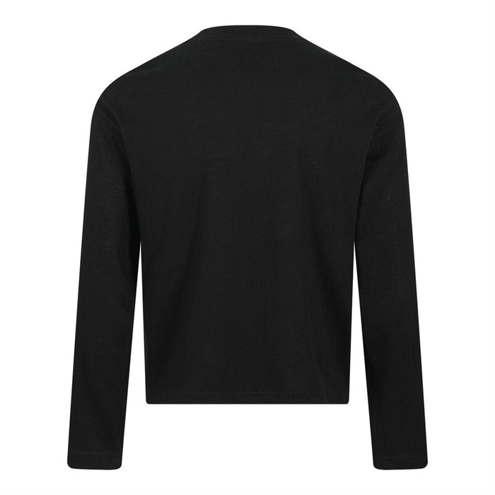 Black long sleeve crew neck T-shirt shown from the back