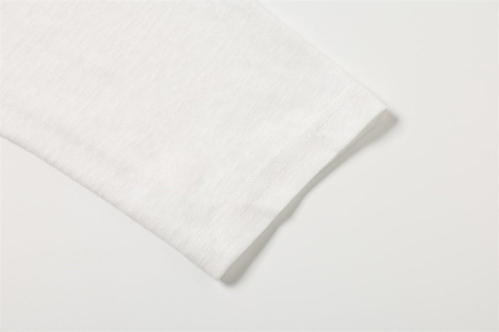White long sleeve T-shirt sleeve cuff close-up