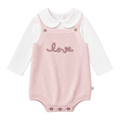 Love Embroidered Sweater Knit Baby Romper & Bodysuit Set made with Organic Cotton