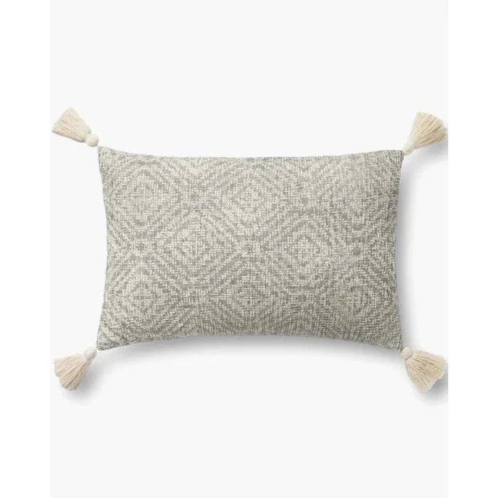 Lt Grey Tassel Cotton Pillow - Rugs by Roo