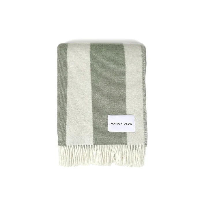Maison Deux Rough Stripe Green Blanket - Rugs by Roo