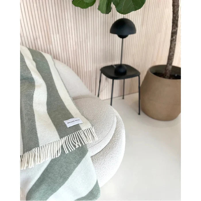 Maison Deux Rough Stripe Green Blanket - Rugs by Roo