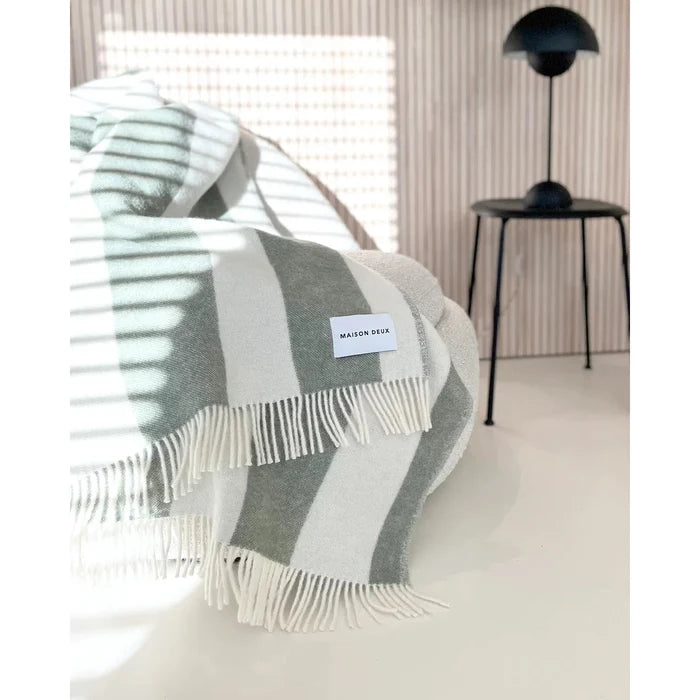 Maison Deux Rough Stripe Green Blanket - Rugs by Roo