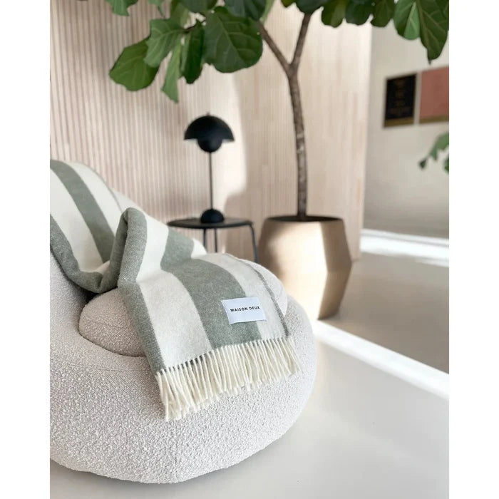 Maison Deux Rough Stripe Green Blanket - Rugs by Roo