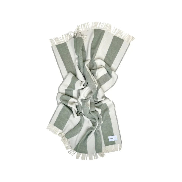 Maison Deux Rough Stripe Green Blanket - Rugs by Roo