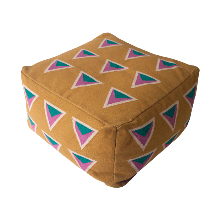 Maya Ochre Pouf - Rugs by Roo