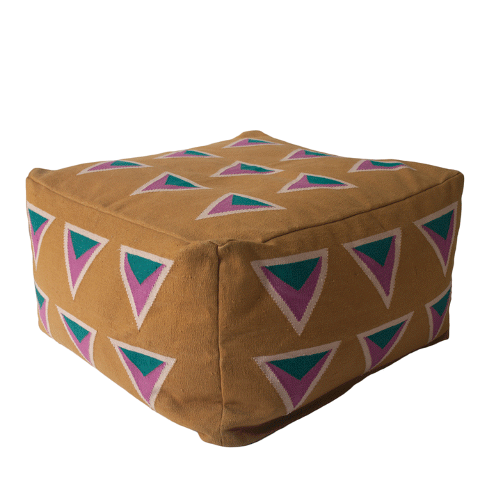 Maya Ochre Pouf - Rugs by Roo