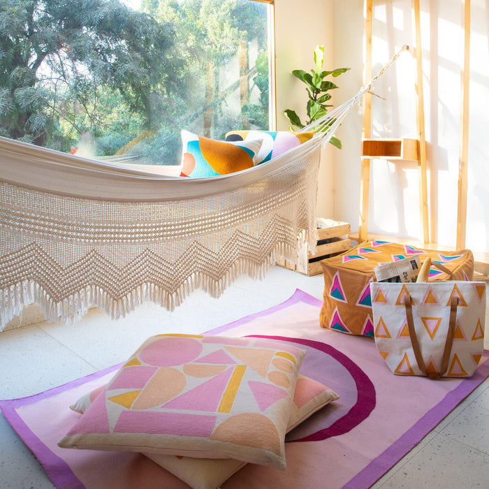 Rugs by Roo | Leah Singh Maya Ochre Pouf-H16POU01
