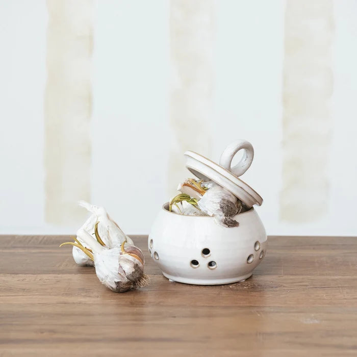 Meadow Stoneware Garlic/Onion Keeper