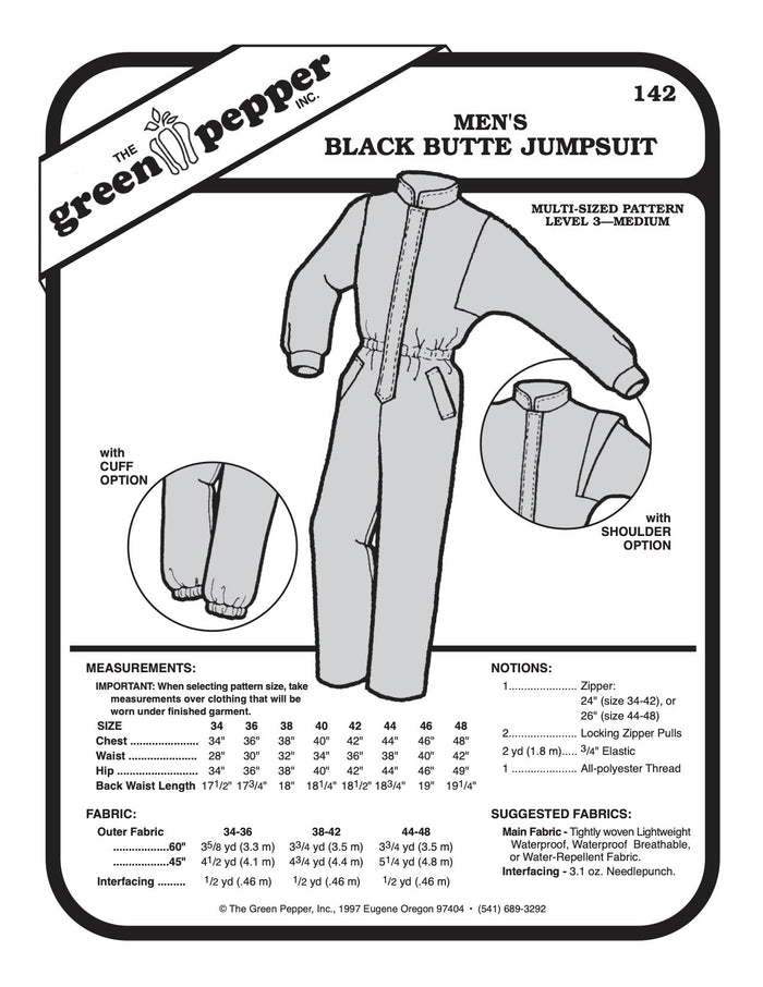 Men’s Black Butte Jumpsuit Pattern - 142 - The Green Pepper Patterns - Simplifi Fabric