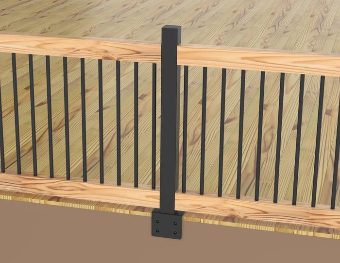 Metal Face Mounted Fence Post - Railing Post - Madison Iron and Wood