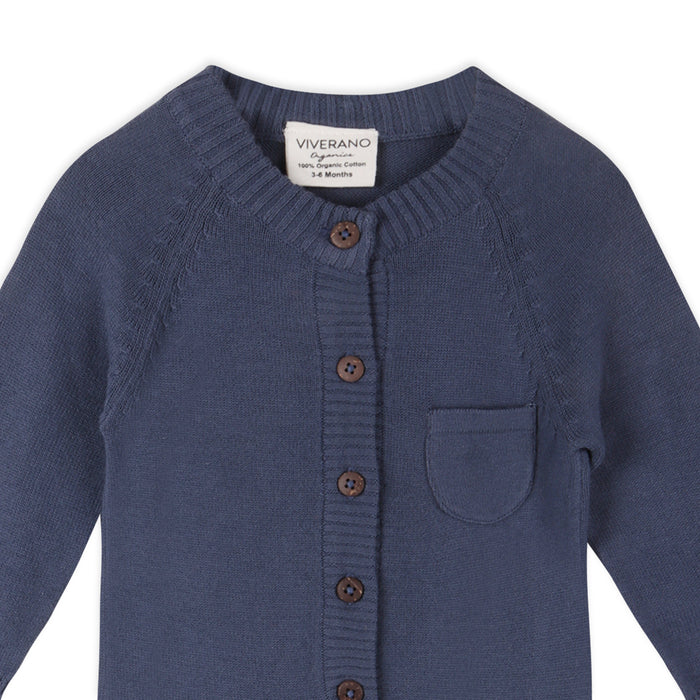 Milan Earthy Knit Classic Baby Button Jumpsuit (Organic Cotton) Viverano