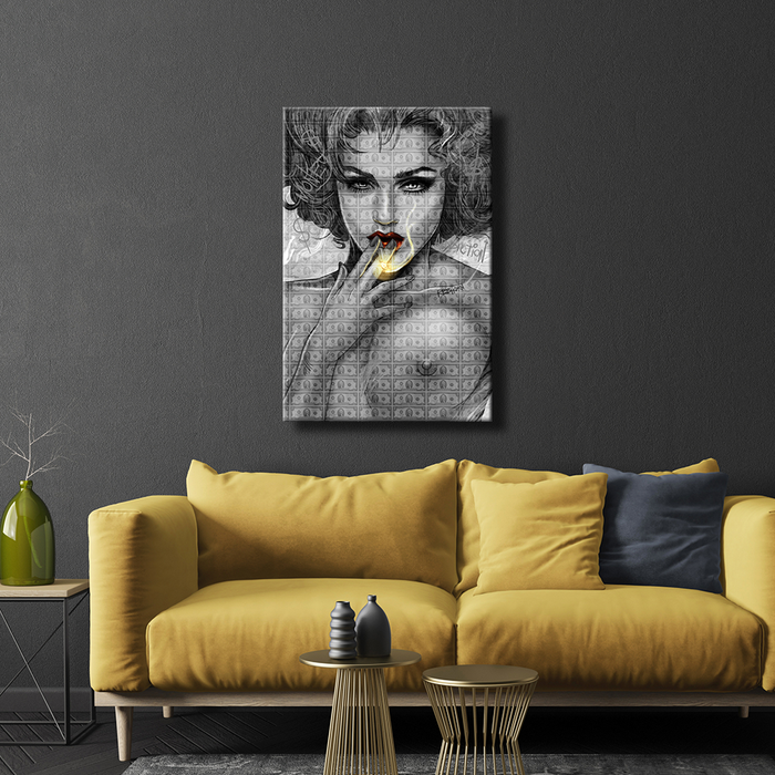 MONEY ADDICTION canvas wall art detail or room view 6 by Rebhorn