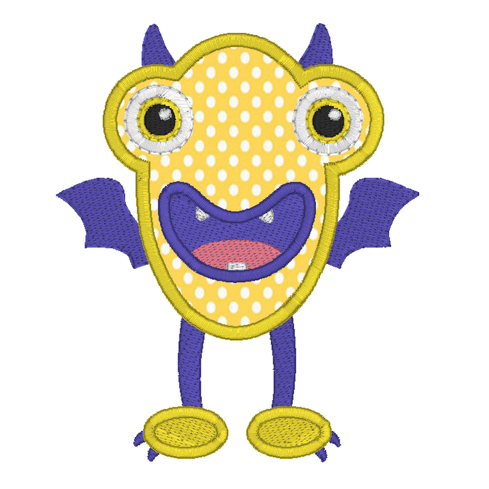 Monster applique machine embroidery design by embroiderytree.com
