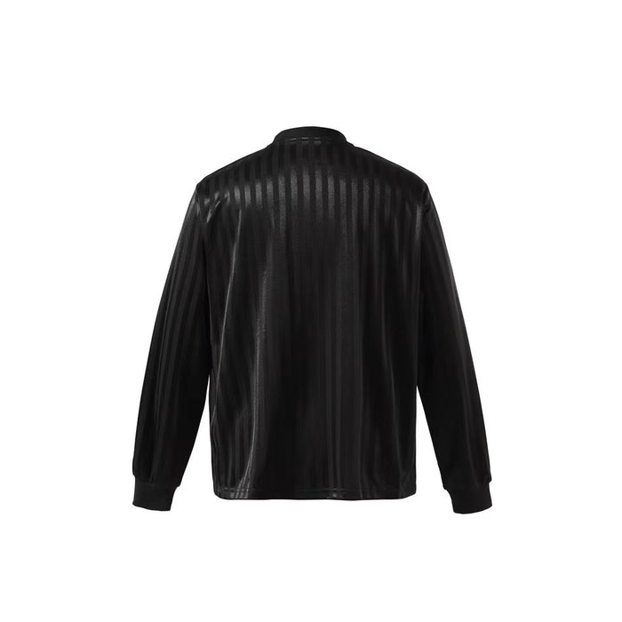 Black long-sleeve mesh football jersey back view