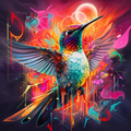 Neon Glowing Hummingbird
