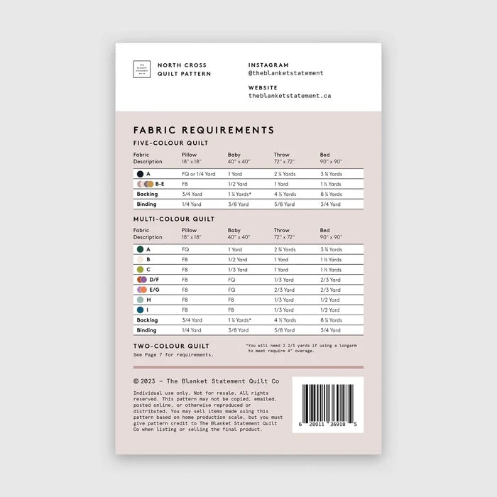 North Cross Paper Pattern - The Blanket Statement Quilt Co. - Simplifi Fabric