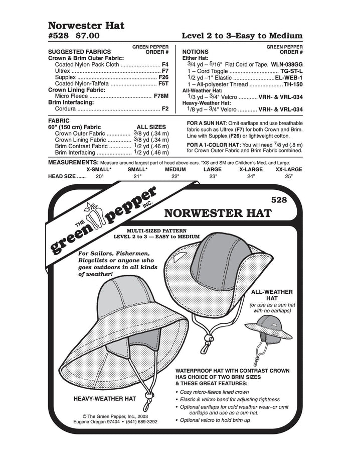 Norwester Hat Pattern - 528 - The Green Pepper Patterns - Simplifi Fabric